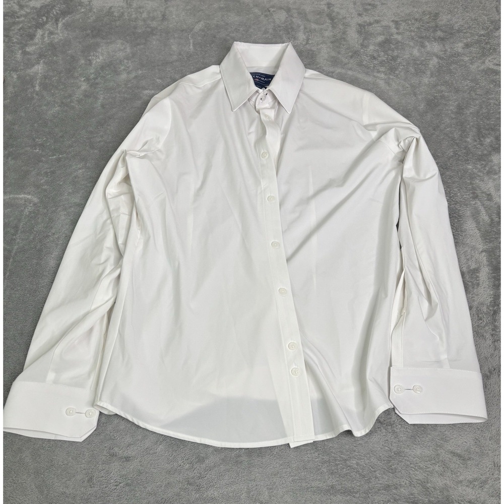 Mizzen+Main White Casual Button Down Shirt with Classic Collar